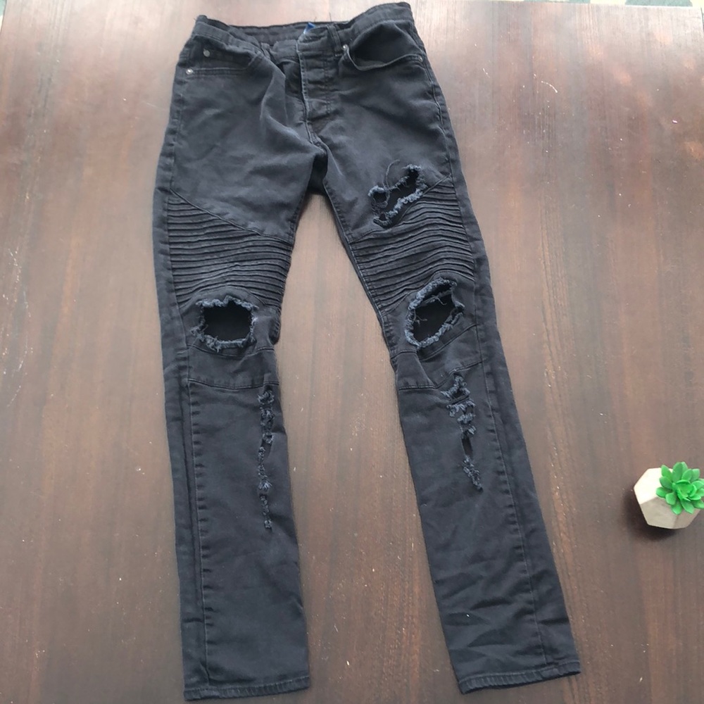 H&M Moto distresses/shredded jeans